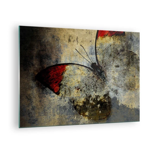 Billede på glas - Abstrakt sommerfugl på en ældet baggrund - 70x50cm - Se, før jeg forsvinder - Moderne vægdekoration til stue og soveværelse ARTTOR