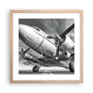 Plakat i ramme af lyst egetræ - Altid klar til at flyve - 40x40 cm