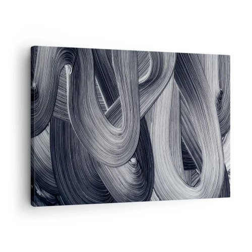 Lærredstryk - Billede på lærred - Sort-hvid abstraktion med dynamiske penselstrøg. - 70x50cm - Virkelighedens flygtighed - Moderne vægdekoration til stue og soveværelse ARTTOR