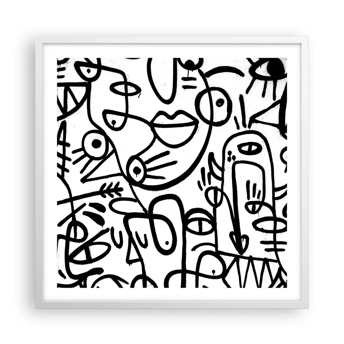 Plakat i hvid ramme - Ansigter og luftspejlinger - 60x60 cm