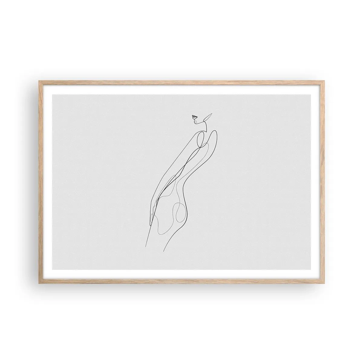 Plakat i ramme af lyst egetræ - Næppe et løfte - 100x70 cm