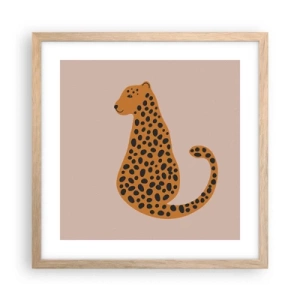 Plakat i ramme af lyst egetræ - Leopardprint er et moderigtigt mønster - 40x40 cm