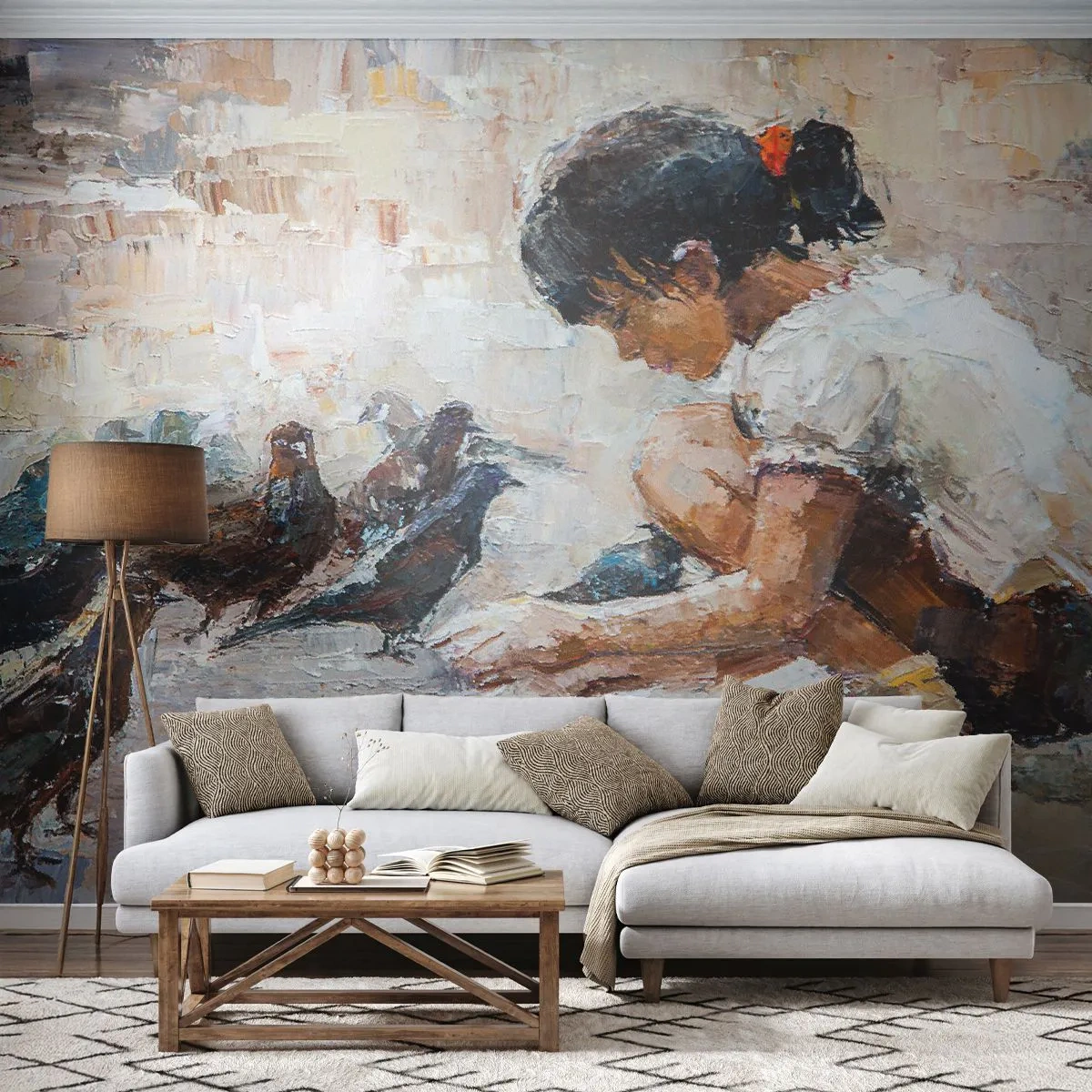 Fototapet Premium Canvas - De små og de sødeste - Pige, Squab, For børn - 450x315 cm