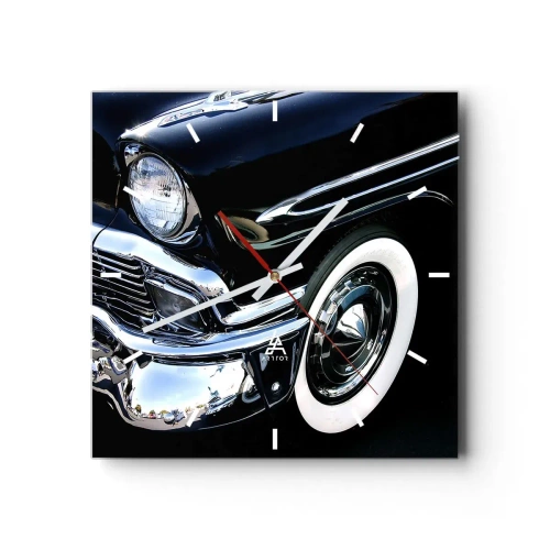 Vægur, Uret - Klassikere i sølv, sort og hvid - 30x30 cm