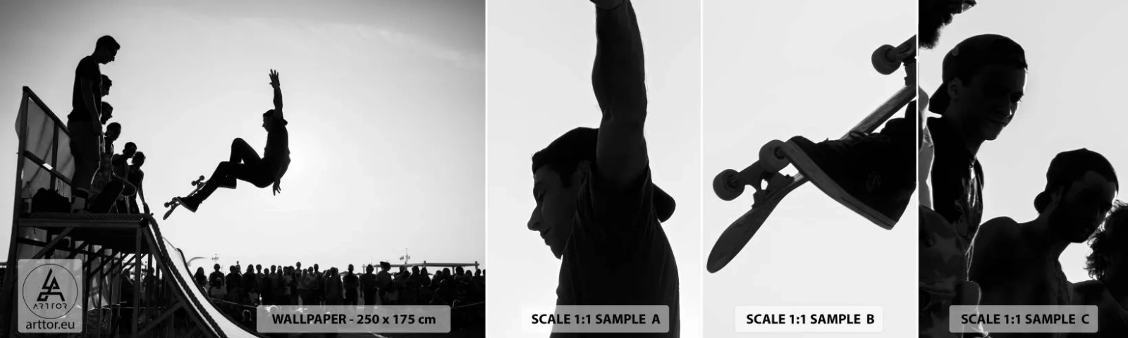 Fototapet Prøve Standard Eco - Helte og tilskuere - Skater park, Skateboard, Sport - 100x30 cm