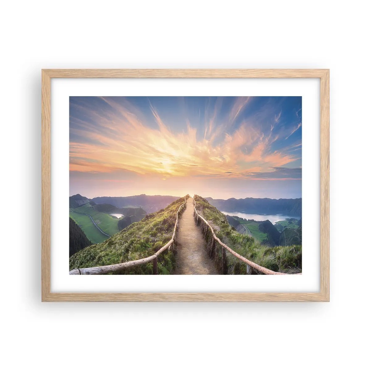 Plakat i ramme af lyst egetræ - Tæt på himlen - 50x40 cm