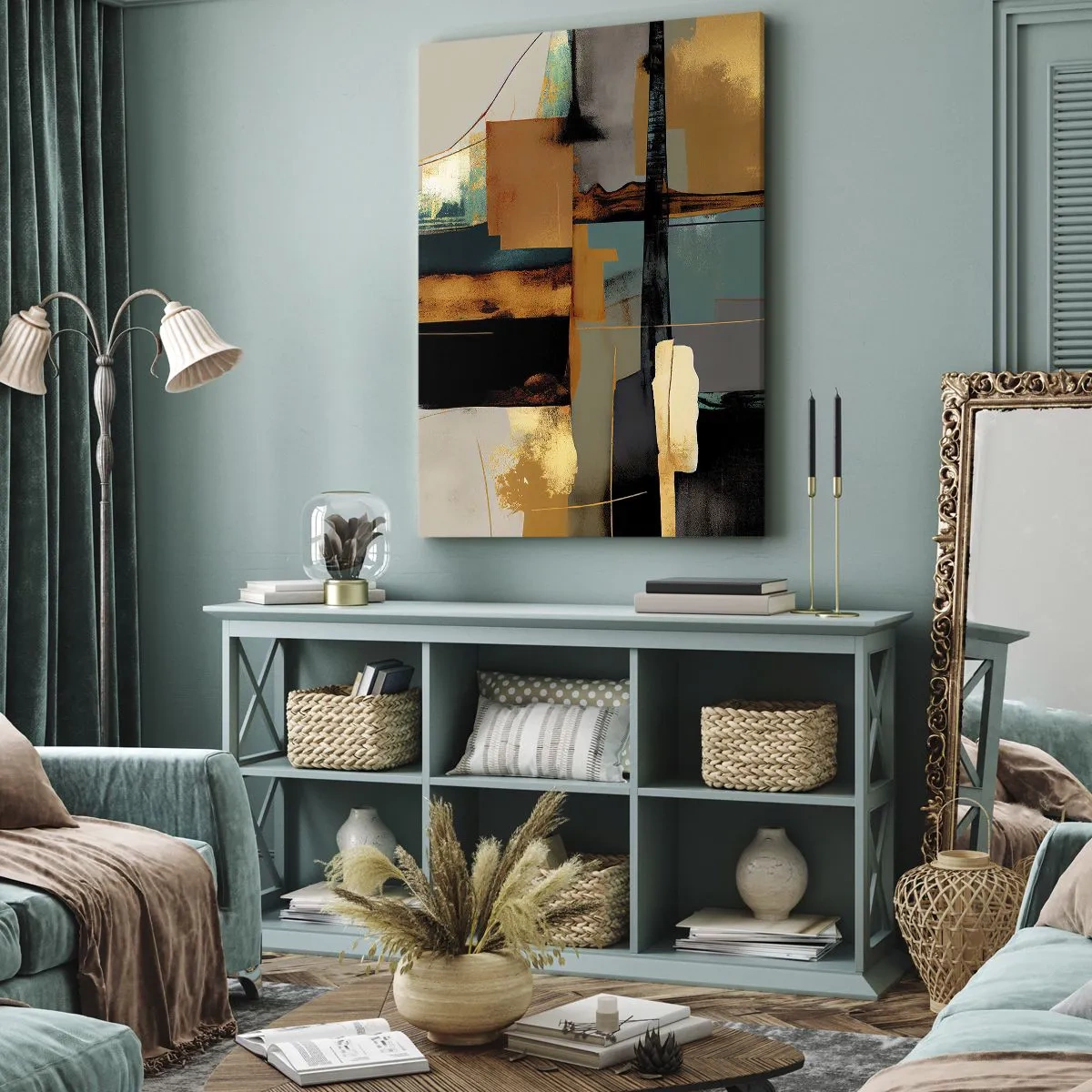 Lærredstryk - Billede på lærred - Abstraktion - lys og skygge - 55x100 cm