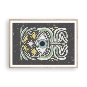 Plakat i ramme af lyst egetræ - Stammeritualer - 100x70 cm