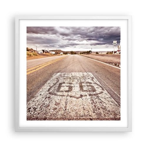 Plakat i hvid ramme - Mother Road - amerikansk legende - 50x50 cm