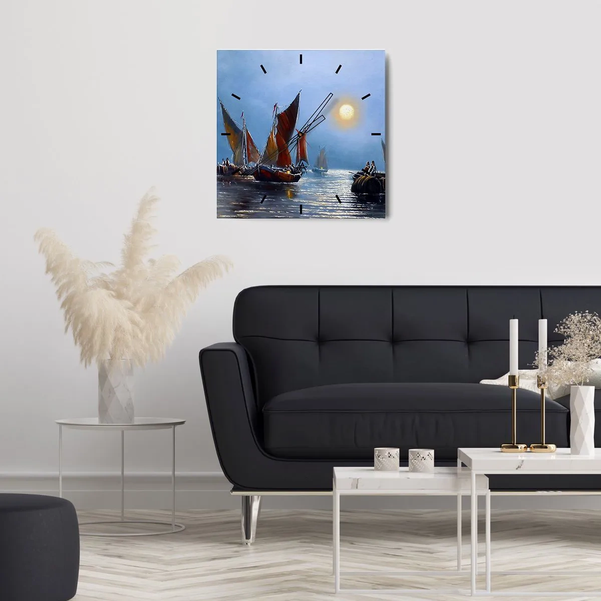 Vægur, Uret - Natfiskeri - 30x30 cm