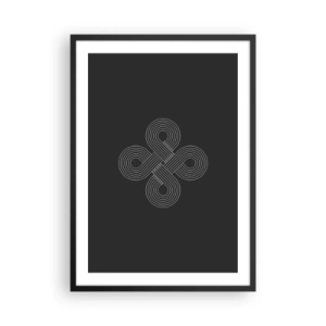 Plakat i sort ramme - Geometrisk symbol på sort baggrund - 50x70cm - I den keltiske ånd - Moderne vægdekoration til stue og soveværelse ARTTOR