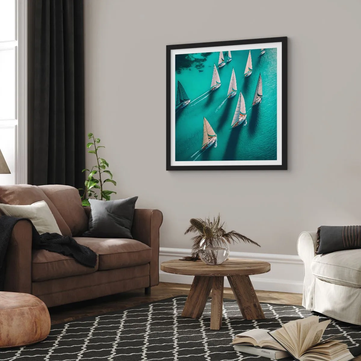 Plakat i sort ramme - Konkurrerer med vinden - 30x30 cm