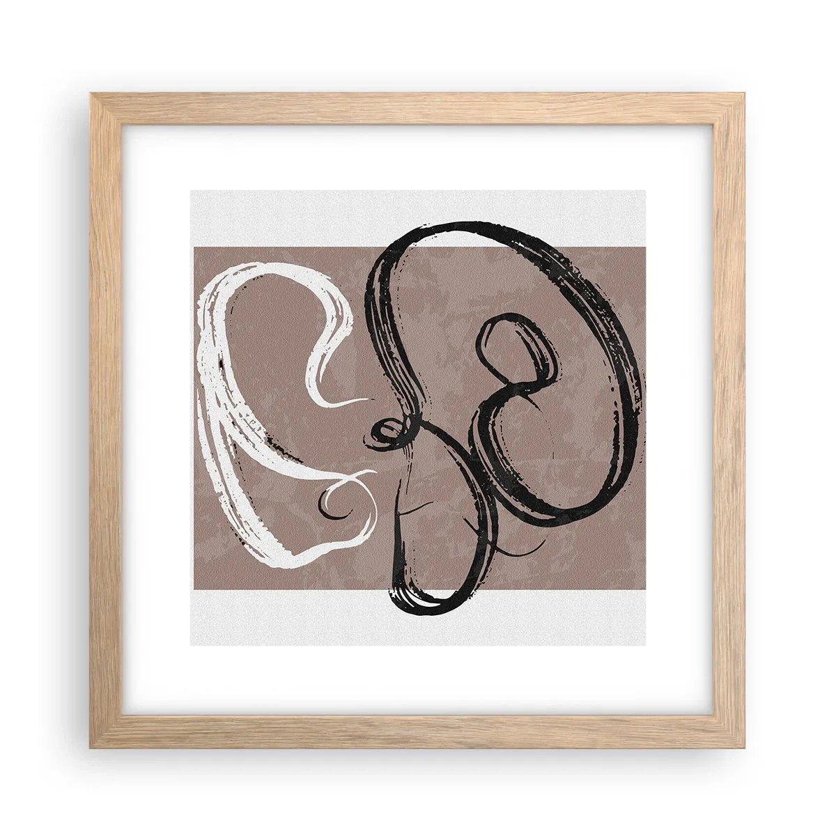 Plakat i ramme af lyst egetræ - Komposition - en søgen efter fuldstændighed - 30x30 cm