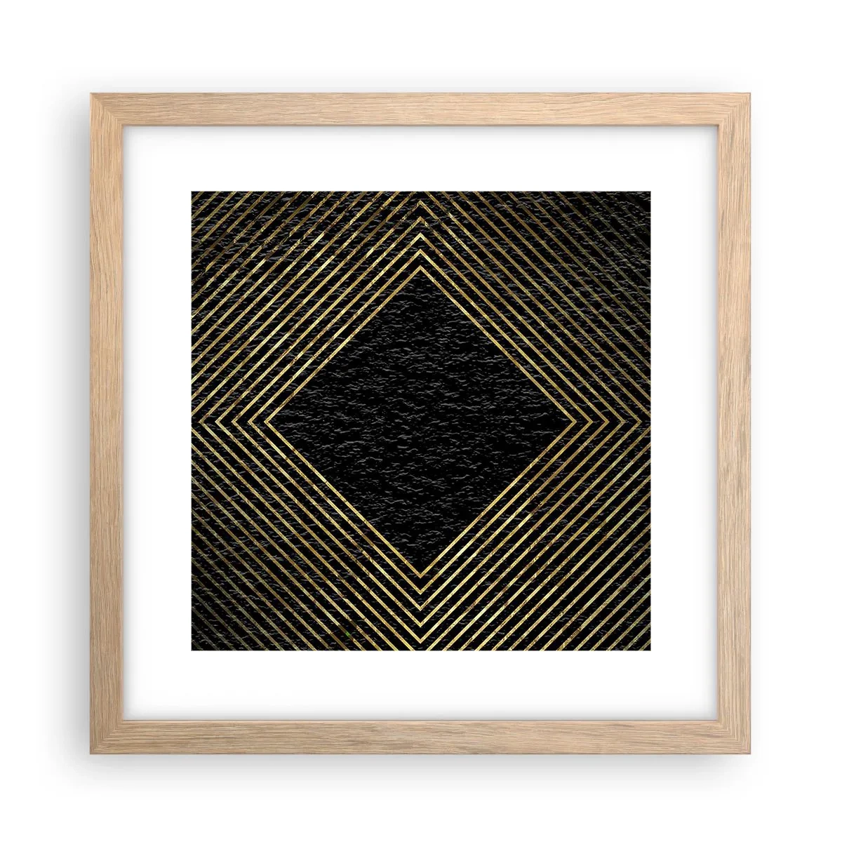 Plakat i ramme af lyst egetræ - Geometri i glamour-stil - 30x30 cm