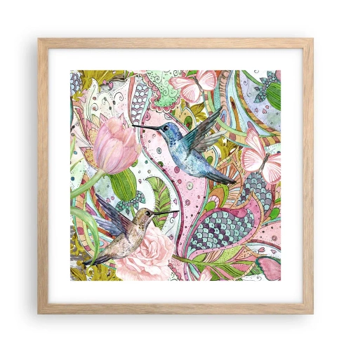Plakat i ramme af lyst egetræ - Forviklet i vinstokkene - 40x40 cm