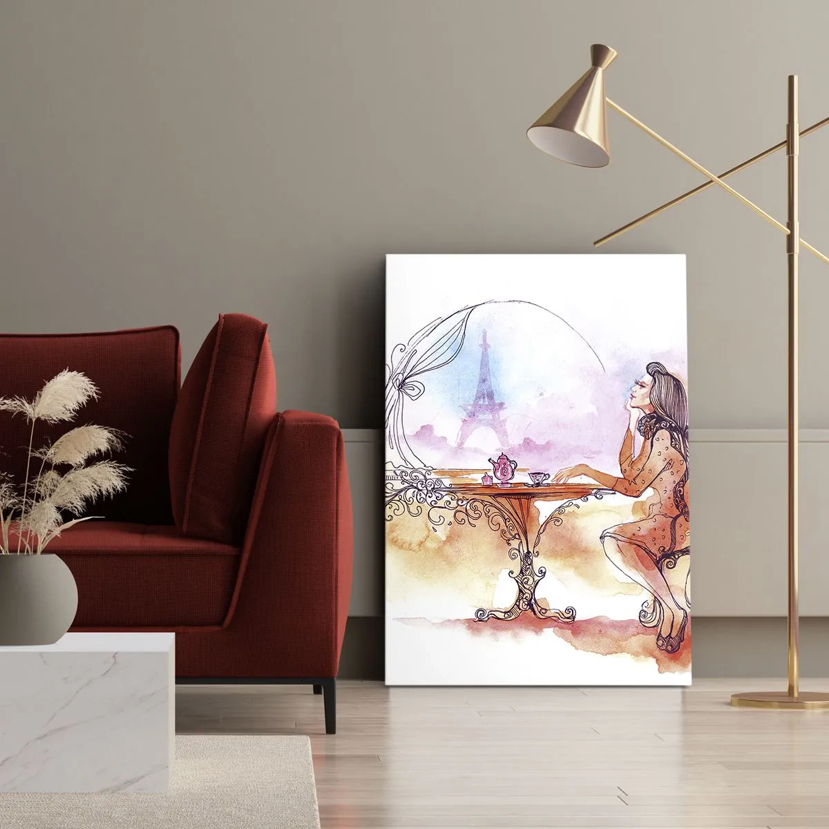 Lærredstryk - Billede på lærred - Parisisk elegance - 45x80 cm