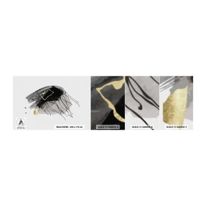 Fototapet Prøve Standard Eco - I sort og guld - Abstraktion, Stykke, Grafik - 100x30 cm