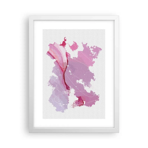 Plakat i hvid ramme - Kort over en lyserød verden - 30x40 cm