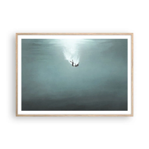 Plakat i ramme af lyst egetræ - I havets favntag - 100x70 cm