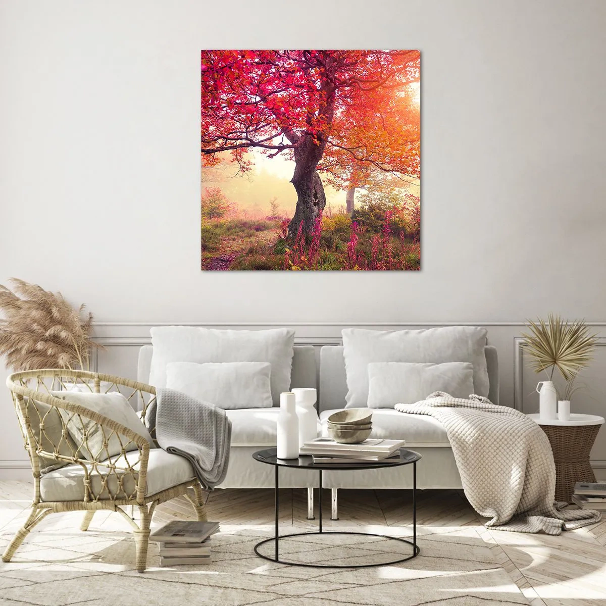 Billede på glas - Et væld af blomstring - 40x40 cm