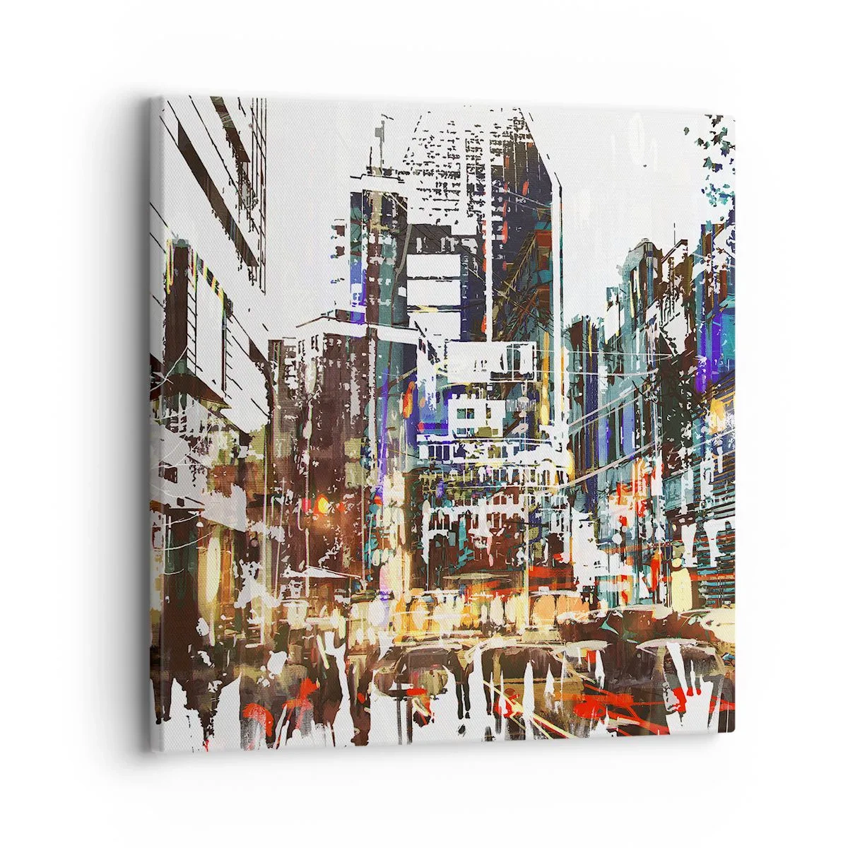 Lærredstryk - Billede på lærred - Flimrende by - 30x30 cm