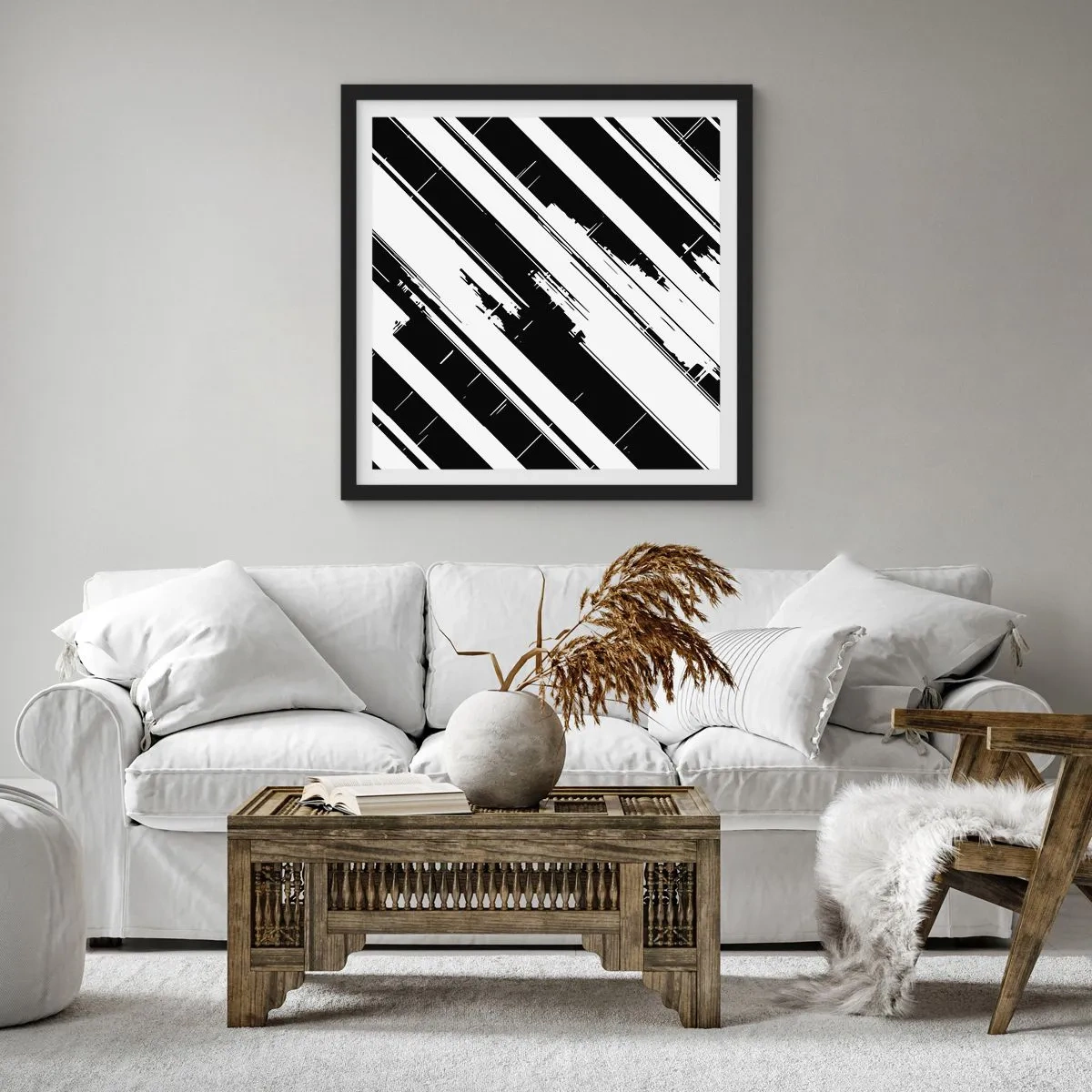 Plakat i sort ramme - Intens og dynamisk komposition - 60x60 cm