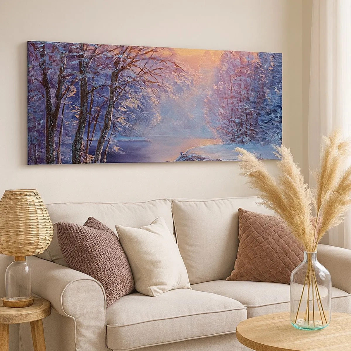 Lærredstryk - Billede på lærred - Vinterens farver - 100x40 cm