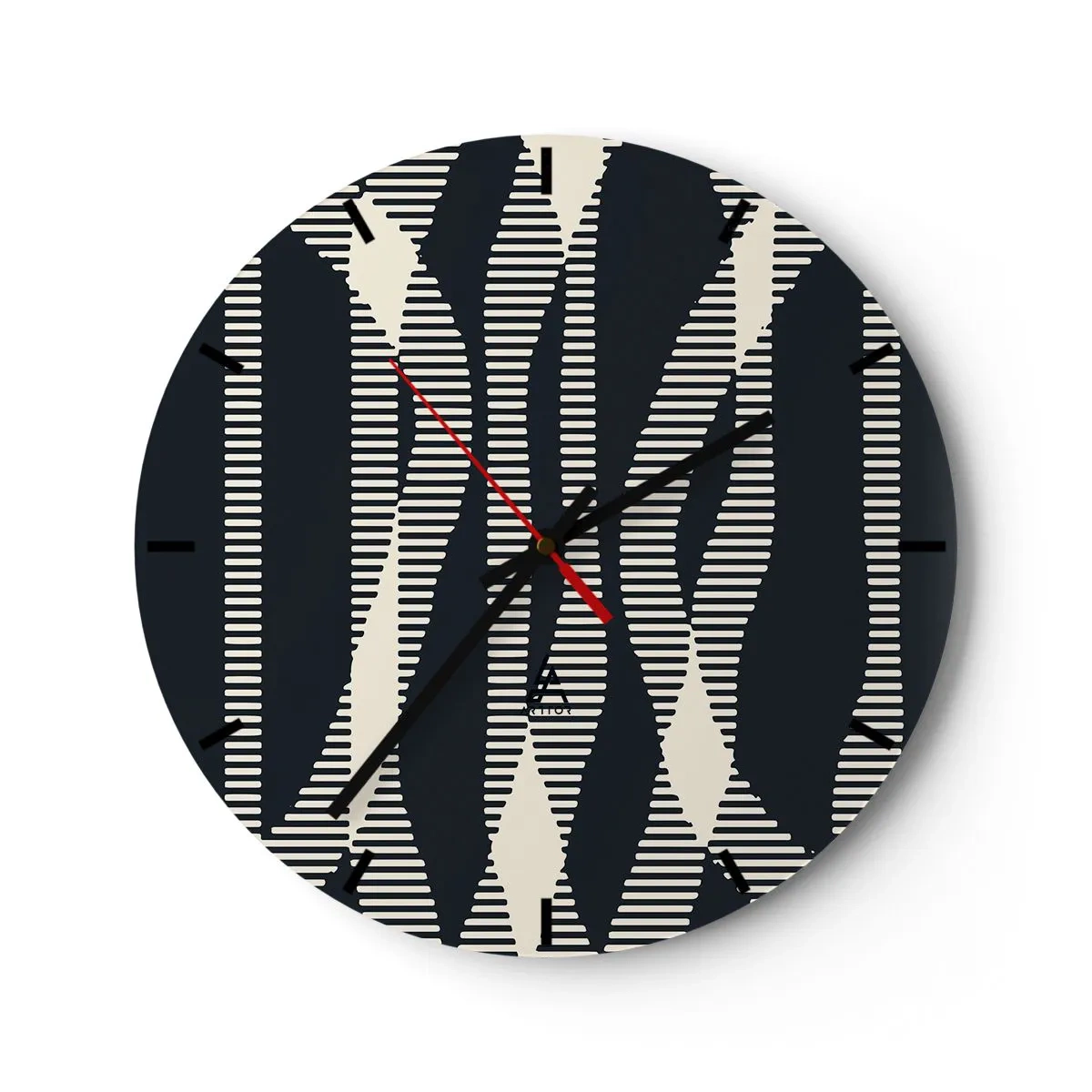 Vægur, Uret - Sort og beige stribet mønster med optisk effekt - 30x30cm - Forsøg på at bryde igennem mørket - Moderne vægdekoration til stue, køkken og soveværelse ARTTOR