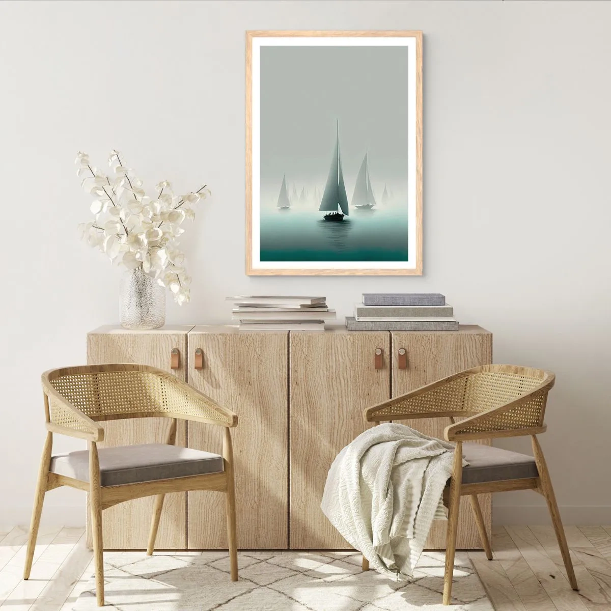 Plakat i ramme af lyst egetræ - Bygget af tåge - 70x100 cm