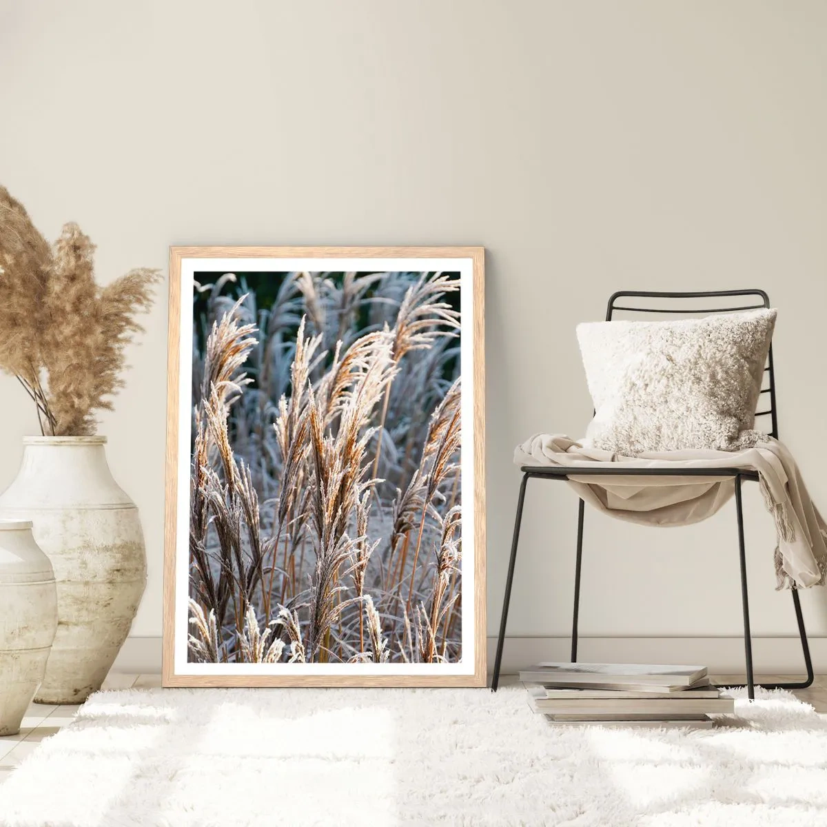 Plakat i ramme af lyst egetræ - Pyntet med frost - 40x50 cm