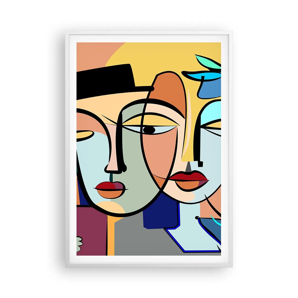 Plakat i hvid ramme - Picassos randez vous - 70x100 cm