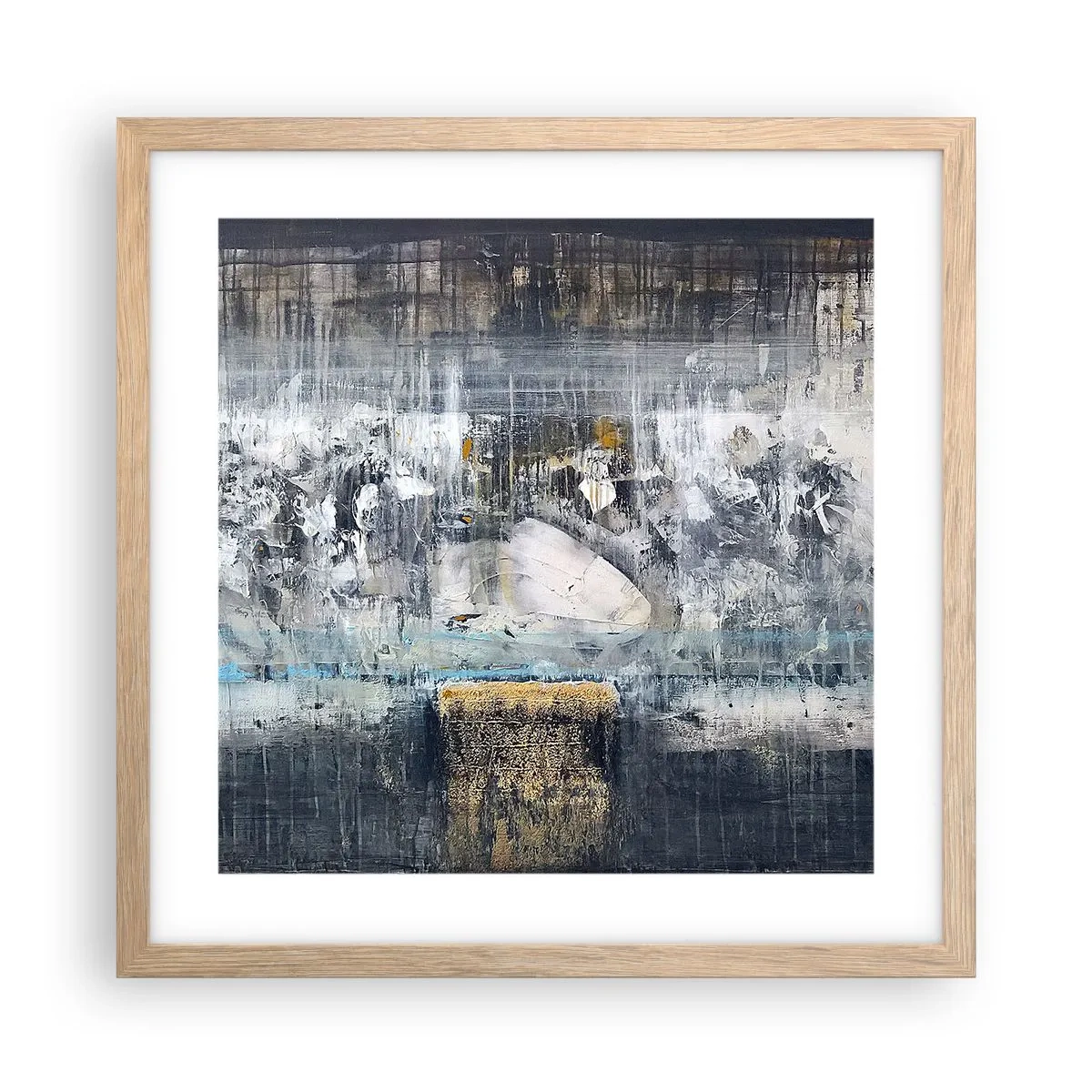 Plakat i ramme af lyst egetræ - Som på is, som på fortovet - 40x40 cm