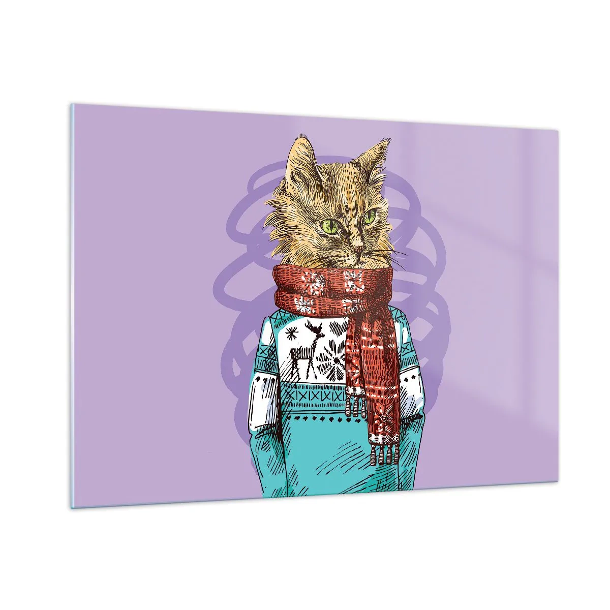 Billede på glas - En kat ikke kun i sko - 100x70 cm