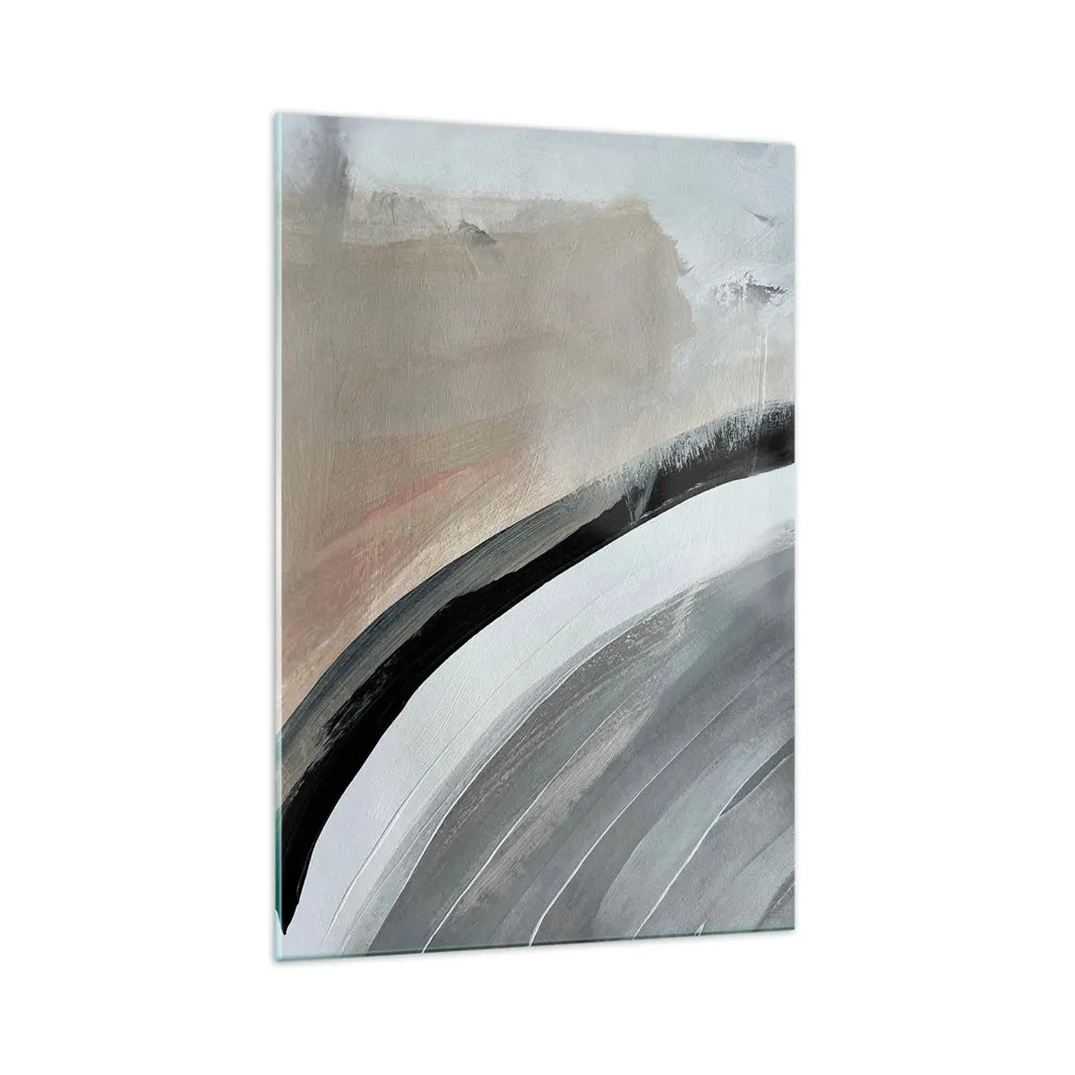 Billede på glas - Komposition: en bue af sort og gråt - 70x100 cm
