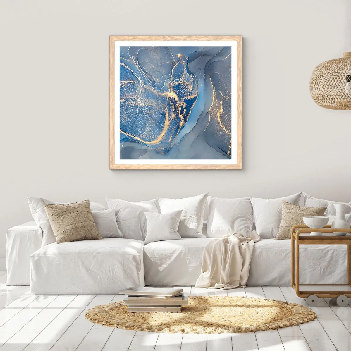 Plakat i ramme af lyst egetræ - Guldstøv - 30x30 cm