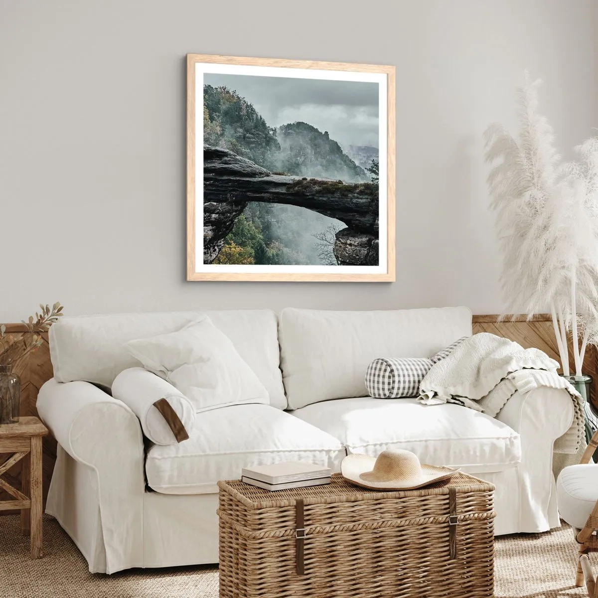 Plakat i ramme af lyst egetræ - Eventyret er ved at begynde - 50x50 cm