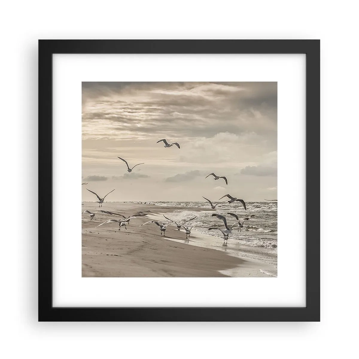 Plakat i sort ramme - Havet brummer, fuglene synger - 30x30 cm