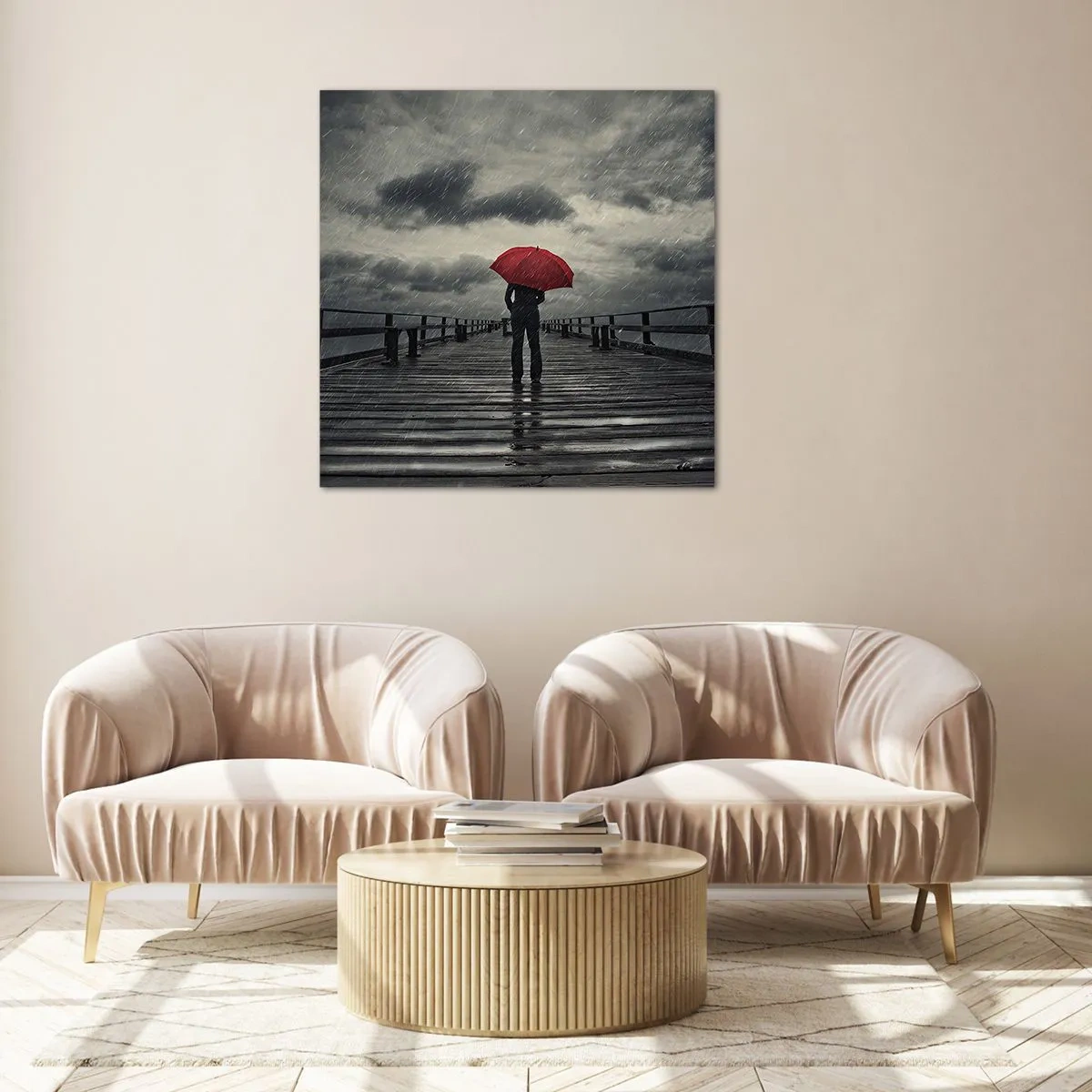 Billede på glas - Det er ingenting, hvis det regner - 70x70 cm