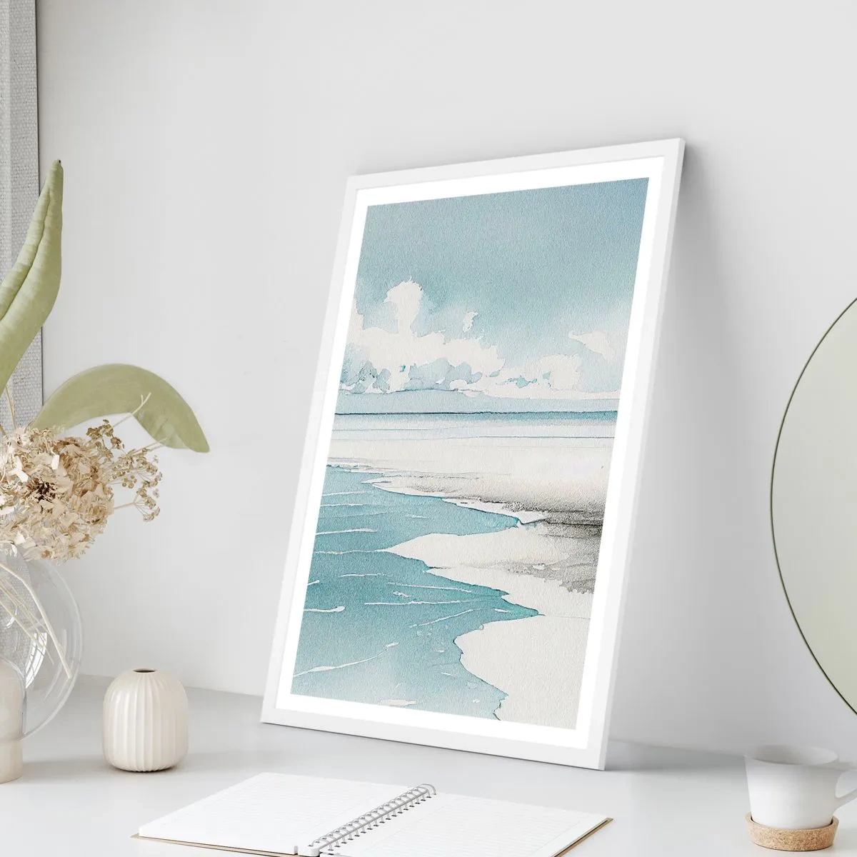 Plakat i hvid ramme - Blidt tidevand - 61x91 cm