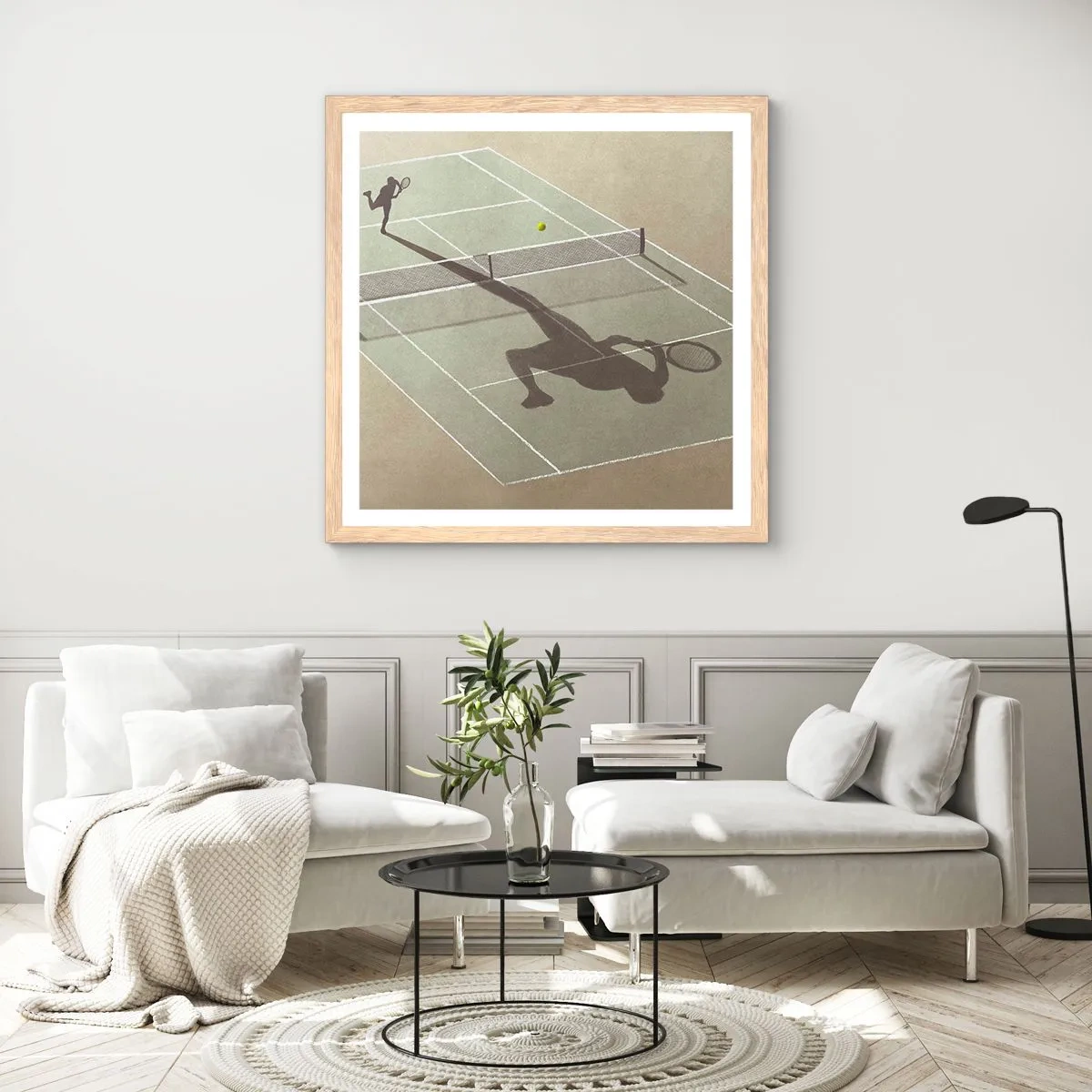 Plakat i ramme af lyst egetræ - Overvind dig selv - 50x50 cm