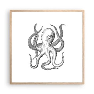 Plakat i ramme af lyst egetræ - Dans med bølger - 60x60 cm