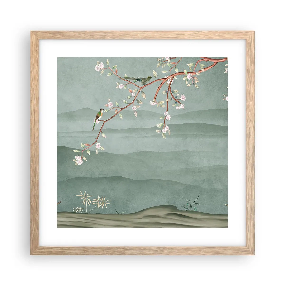 Plakat i ramme af lyst egetræ - Forår, ah, det er dig - 40x40 cm