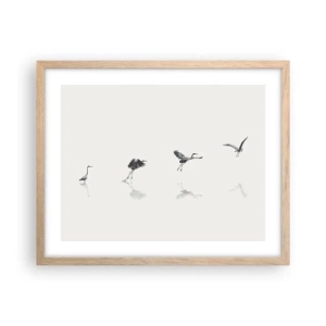 Plakat i ramme af lyst egetræ - Fire enkle trin - 50x40 cm