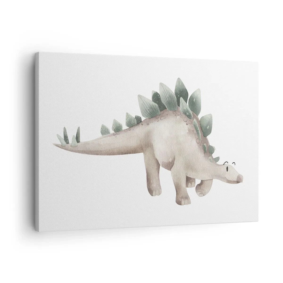 Lærredstryk - Billede på lærred - En sød dinosaur i pastelfarver - 70x50cm - Din ven - Moderne vægdekoration til stue og soveværelse ARTTOR