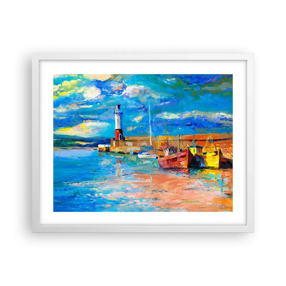 Plakat i hvid ramme - Eftermiddag i regnbuebugten - 50x40 cm