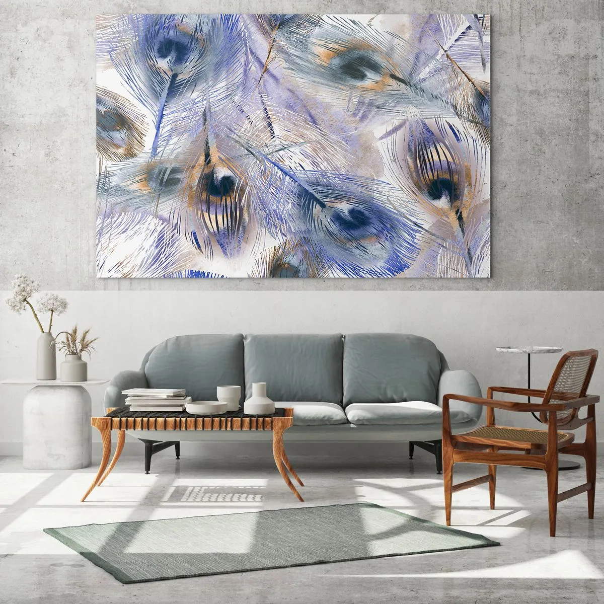 Billede på glas - Påfugl sammensætning - 120x80 cm