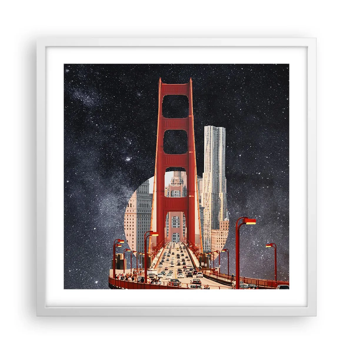 Plakat i hvid ramme - Altid i centrum - 50x50 cm