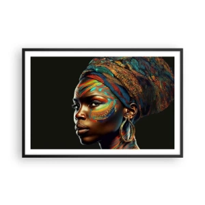 Plakat i sort ramme - Afrikansk dronning - 91x61 cm