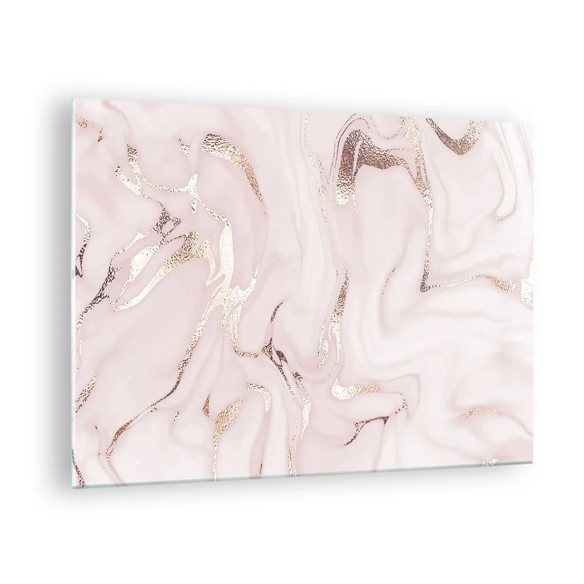 Billede på glas - Abstrakt marmormønster i rosaguld - 70x50cm - I et lyserødt tørklæde - Moderne vægdekoration til stue og soveværelse ARTTOR