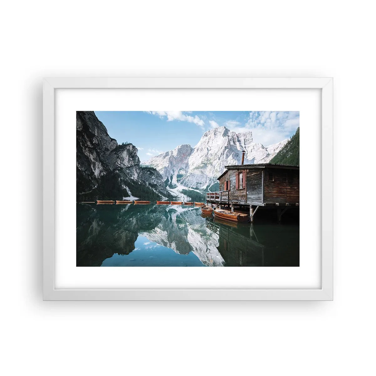 Plakat i hvid ramme - Krystalklar bjergmorgen - 40x30 cm